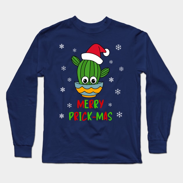 Merry Prick Mas - Cactus With A Santa Hat In A Bowl Long Sleeve T-Shirt by DreamCactus